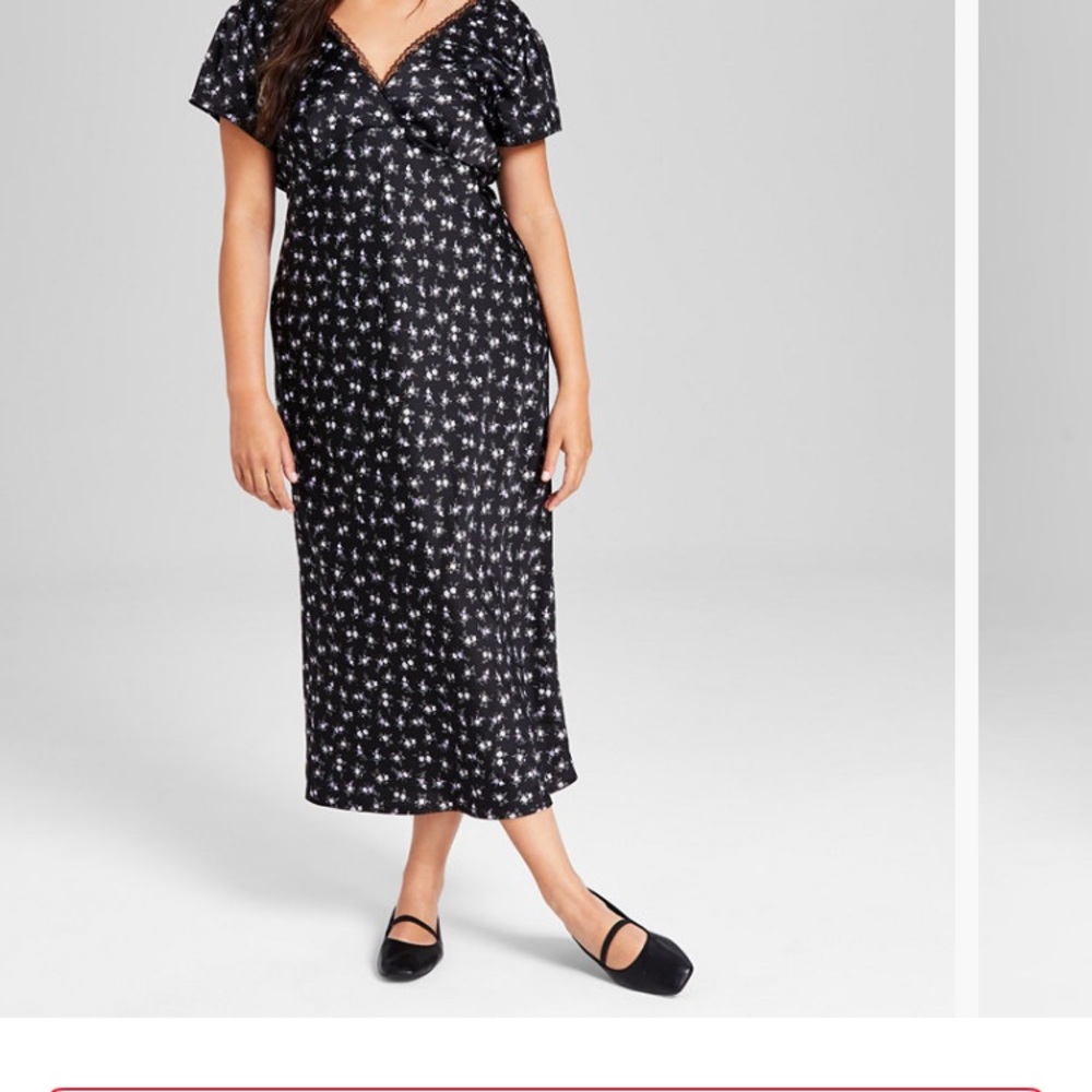 Chic Black Floral Midi Dress